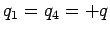 $q_1 = q_4 = +q$
