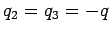 $q_2 = q_3 = -q$