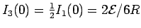 $I_3(0) = {1\over2}I_1(0) = 2{\cal E}/6R$