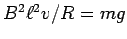 $B^2 \ell^2 v/R = mg$