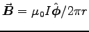 $\Vec{B} = \muz I \Hat{\phi}/2\pi r$