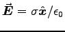 $\Vec{E} = \sigma \Hat{x}/\epsz$