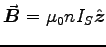 $\Vec{B} = \muz n I_S \Hat{z}$