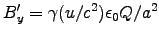 $B'_y = \gamma (u/c^2) \epsz Q/a^2$